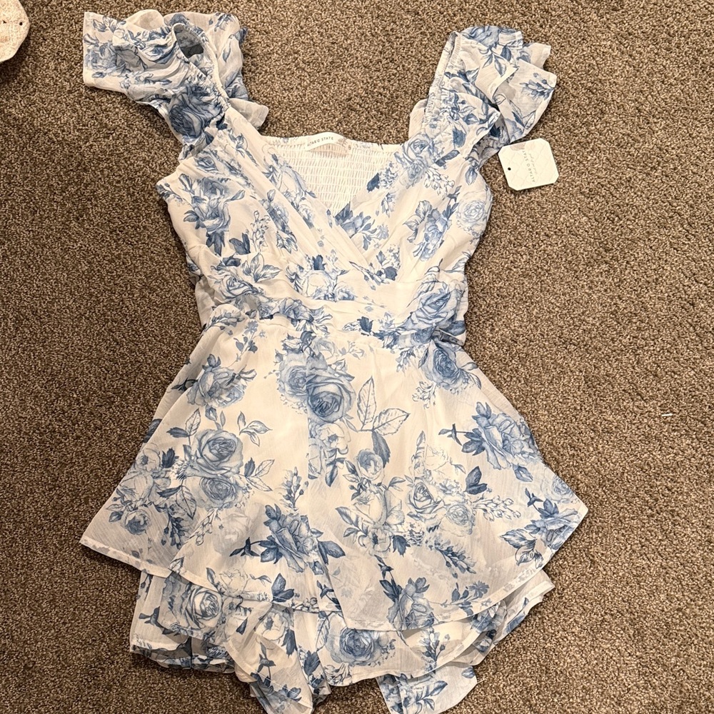 Altar'd State Blue and White Smocked Garment